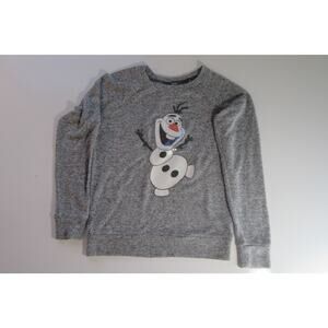 Disney Frozen OLAF Long Sleeve Pullover Sweater Sequin Gray Ladies Medium